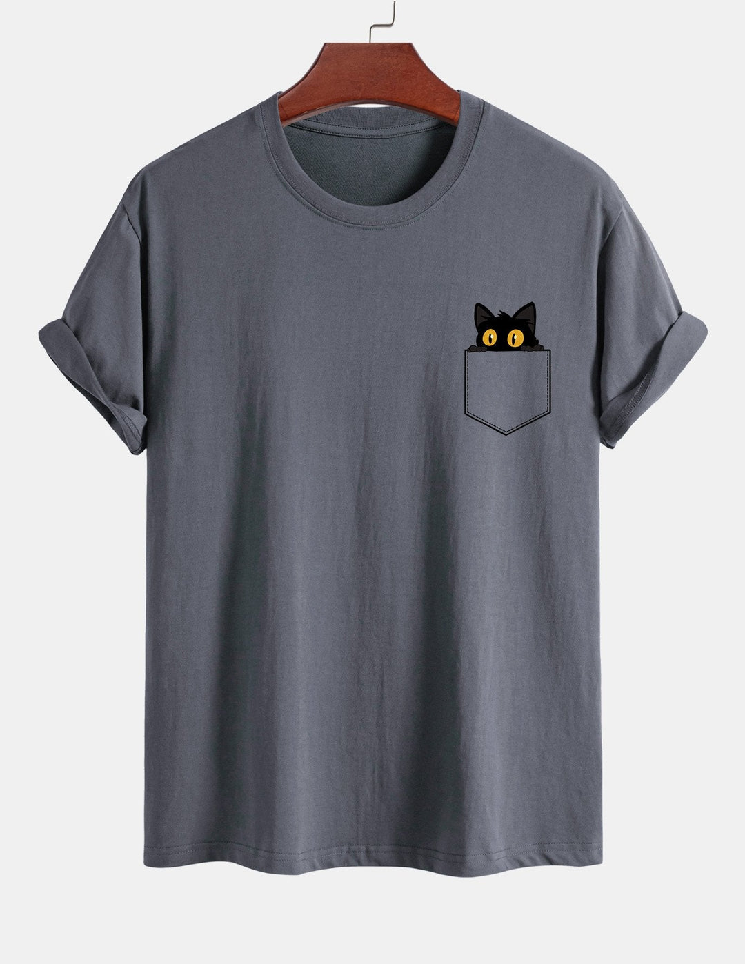 T-shirt en coton imprimé de chat noir en ajustement régulier