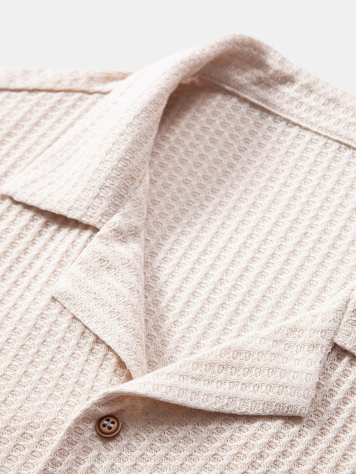 Chemise cubaine à manche courte à manches courtes et pantalon en lin à jambe droite