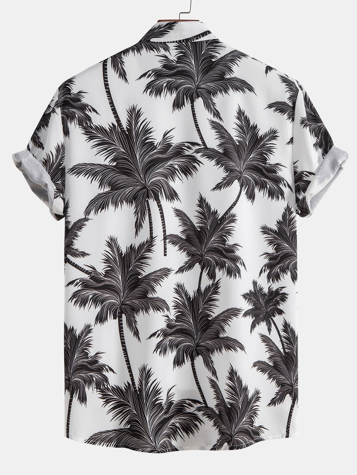 Chemise à boutons imprimée palmiers & short de bain