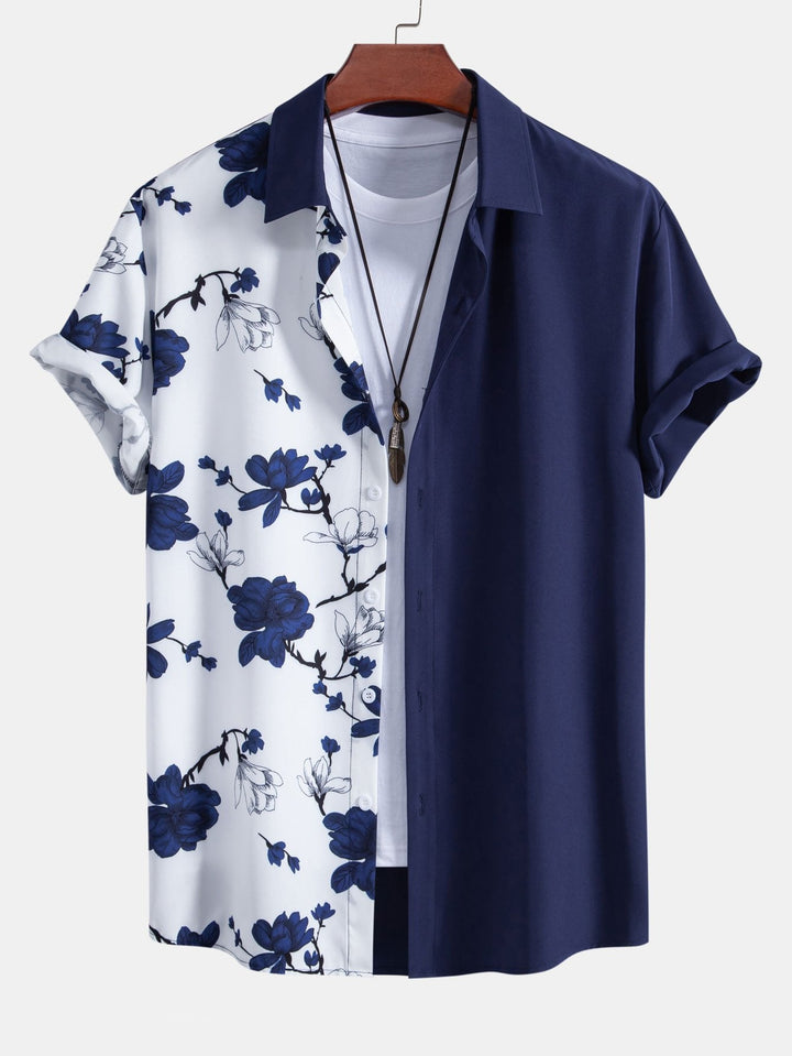 Chemise boutonnée à imprimé floral patchwork