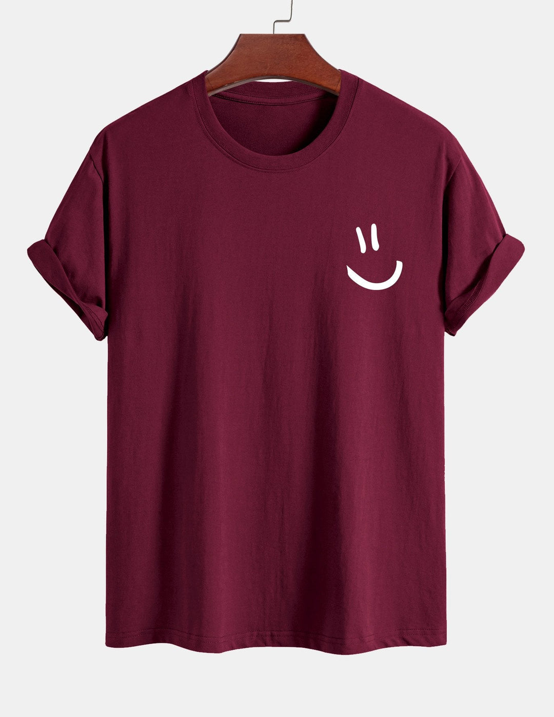T-shirt en coton imprimé en forme de smiley en forme régulière