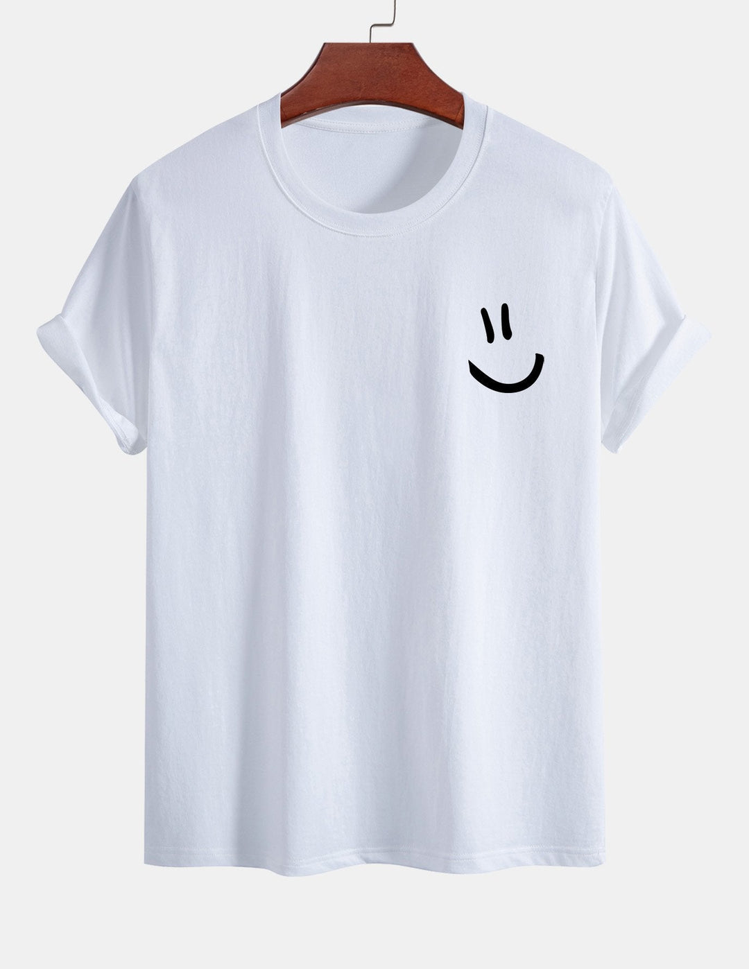 T-shirt en coton imprimé en forme de smiley en forme régulière