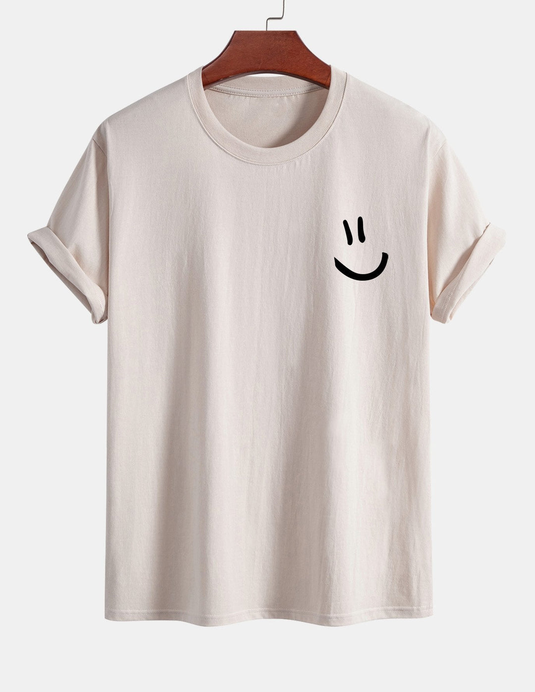 T-shirt en coton imprimé en forme de smiley en forme régulière