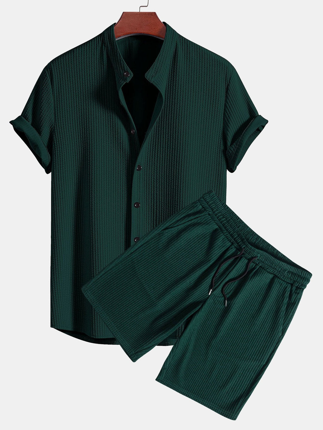 Chemise et short à collier à côte musculaire et short