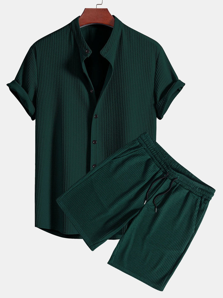 Chemise et short à collier à côte musculaire et short