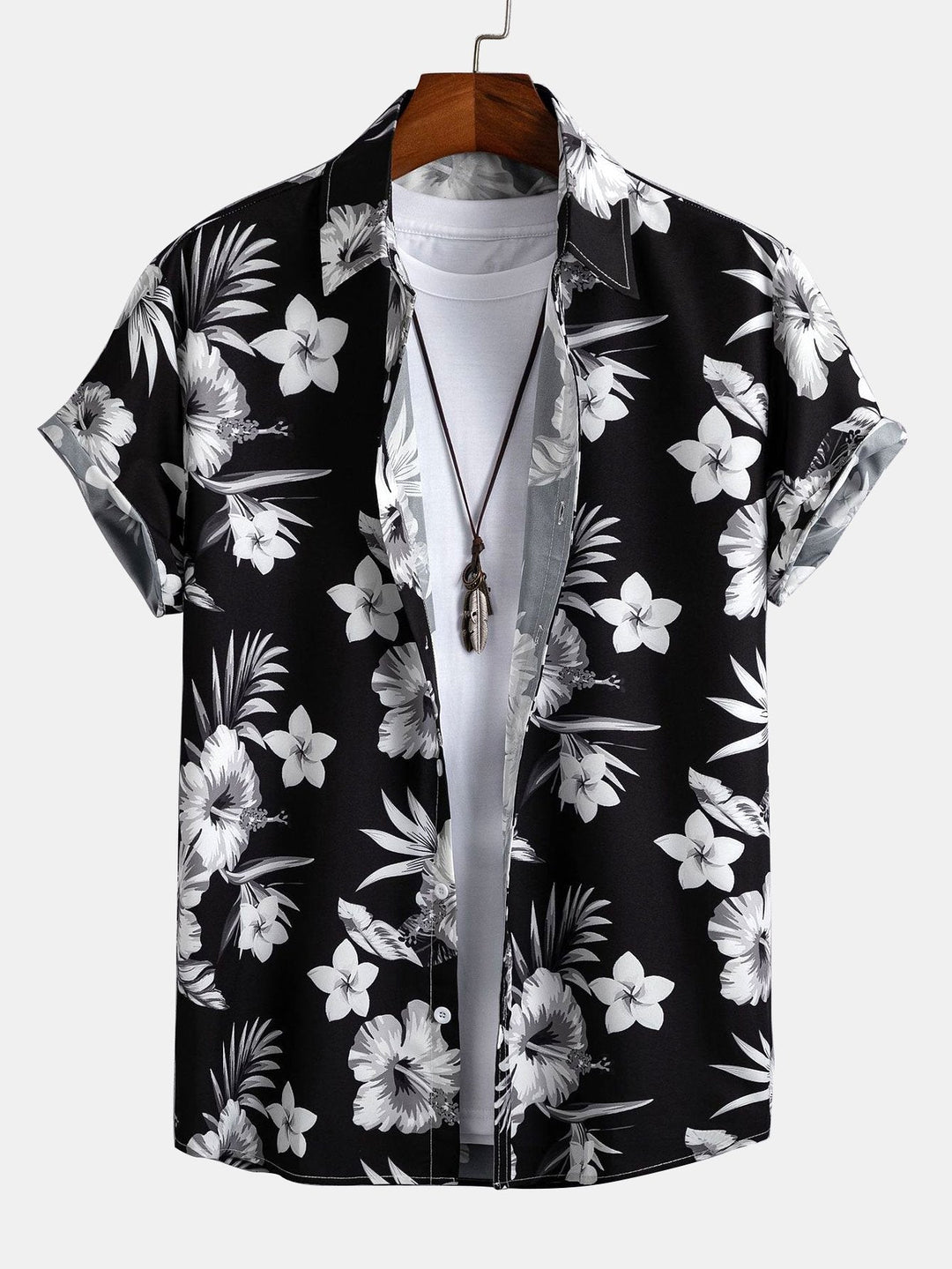 Chemise à boutons imprimée florale tropicale et shorts de bain