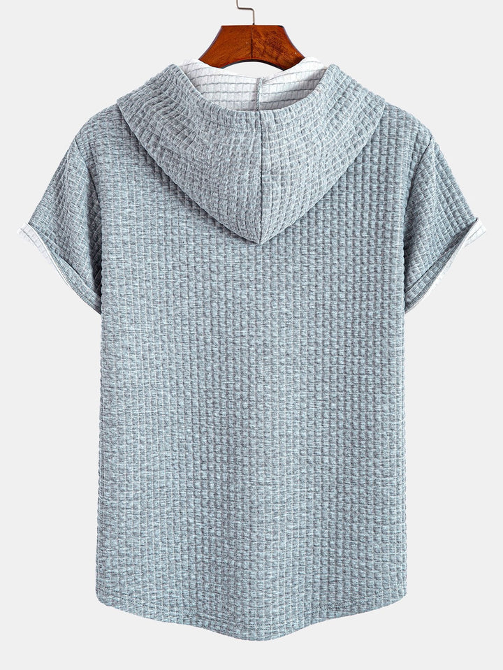 T-shirt à capuche en gaufre avec ourlet en arc