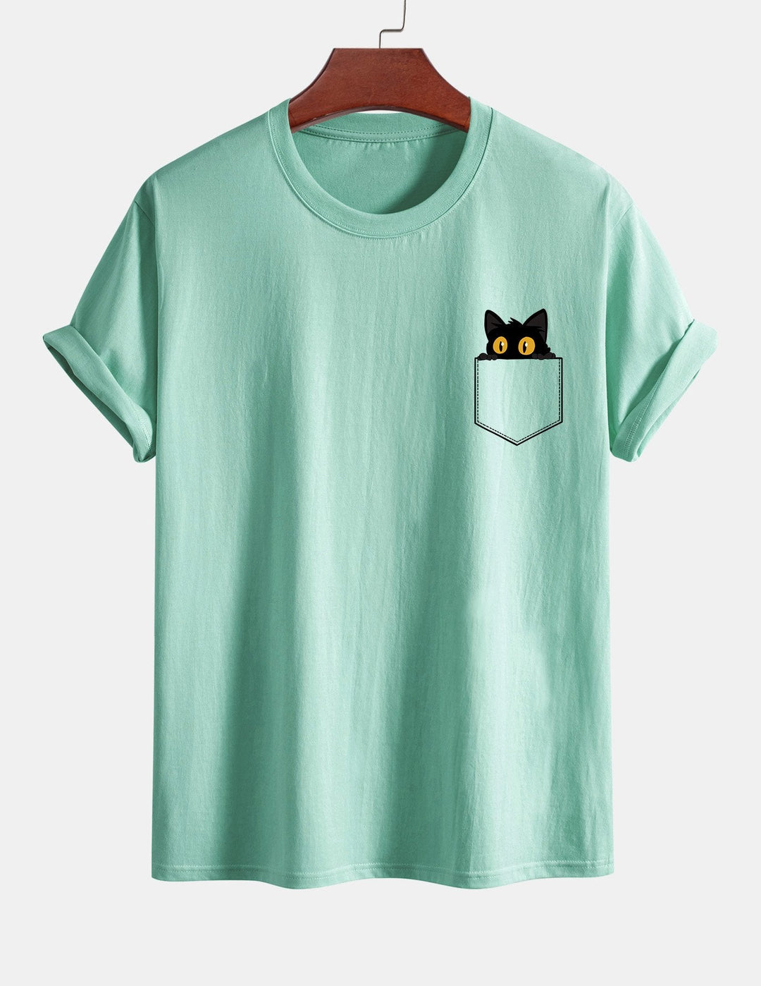 T-shirt en coton imprimé de chat noir en ajustement régulier