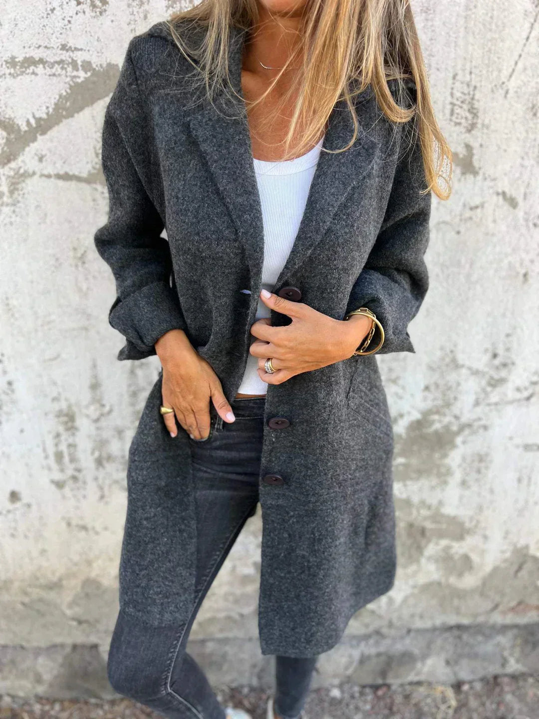 Teni™ | Manteau Long Casual Élégant avec Poches Pratiques