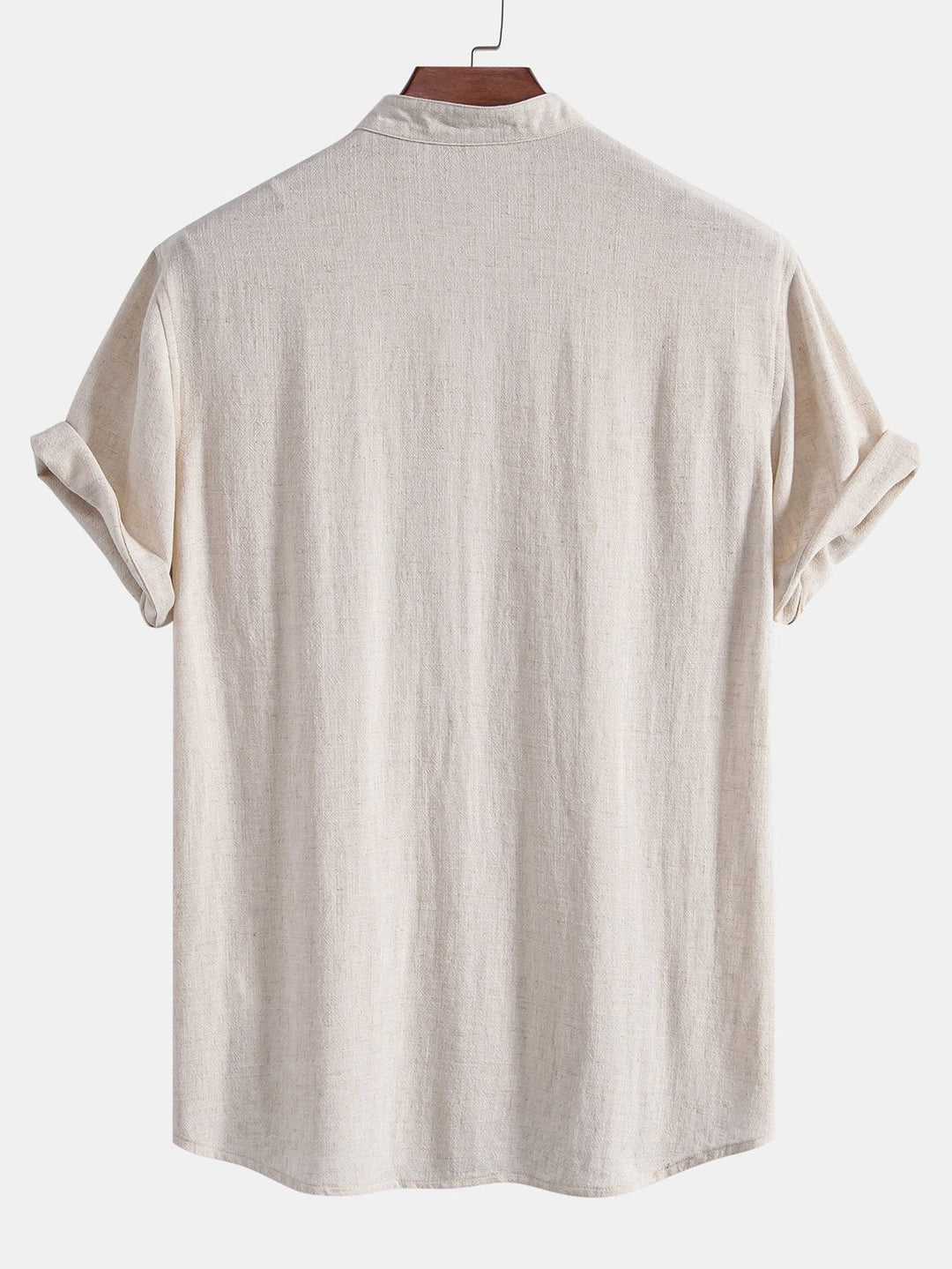 Chemise en lin et rayonne à col en V à manches courtes