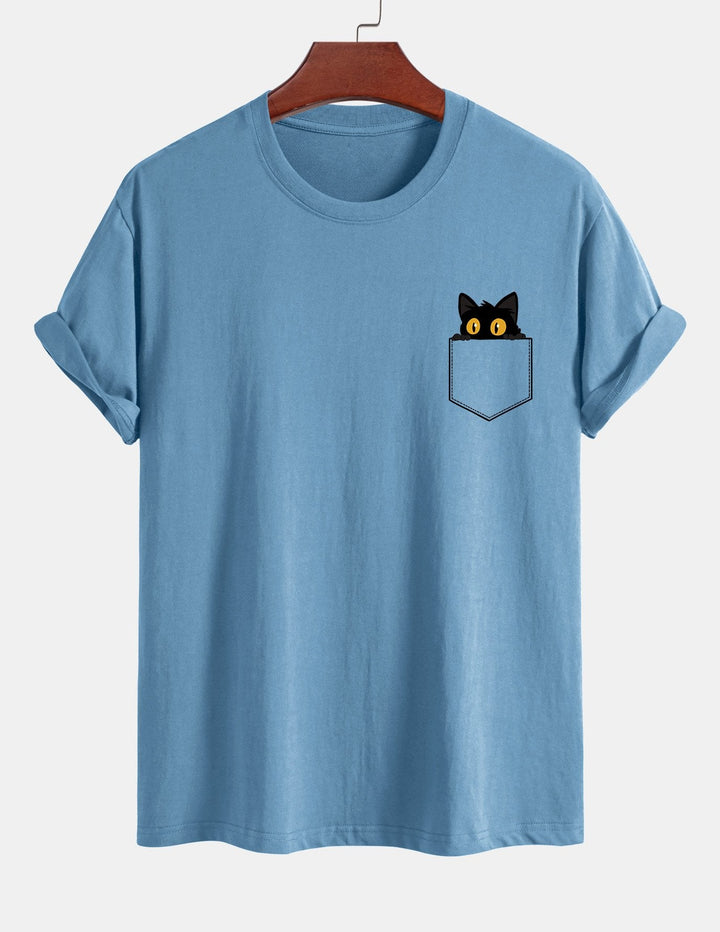 T-shirt en coton imprimé de chat noir en ajustement régulier