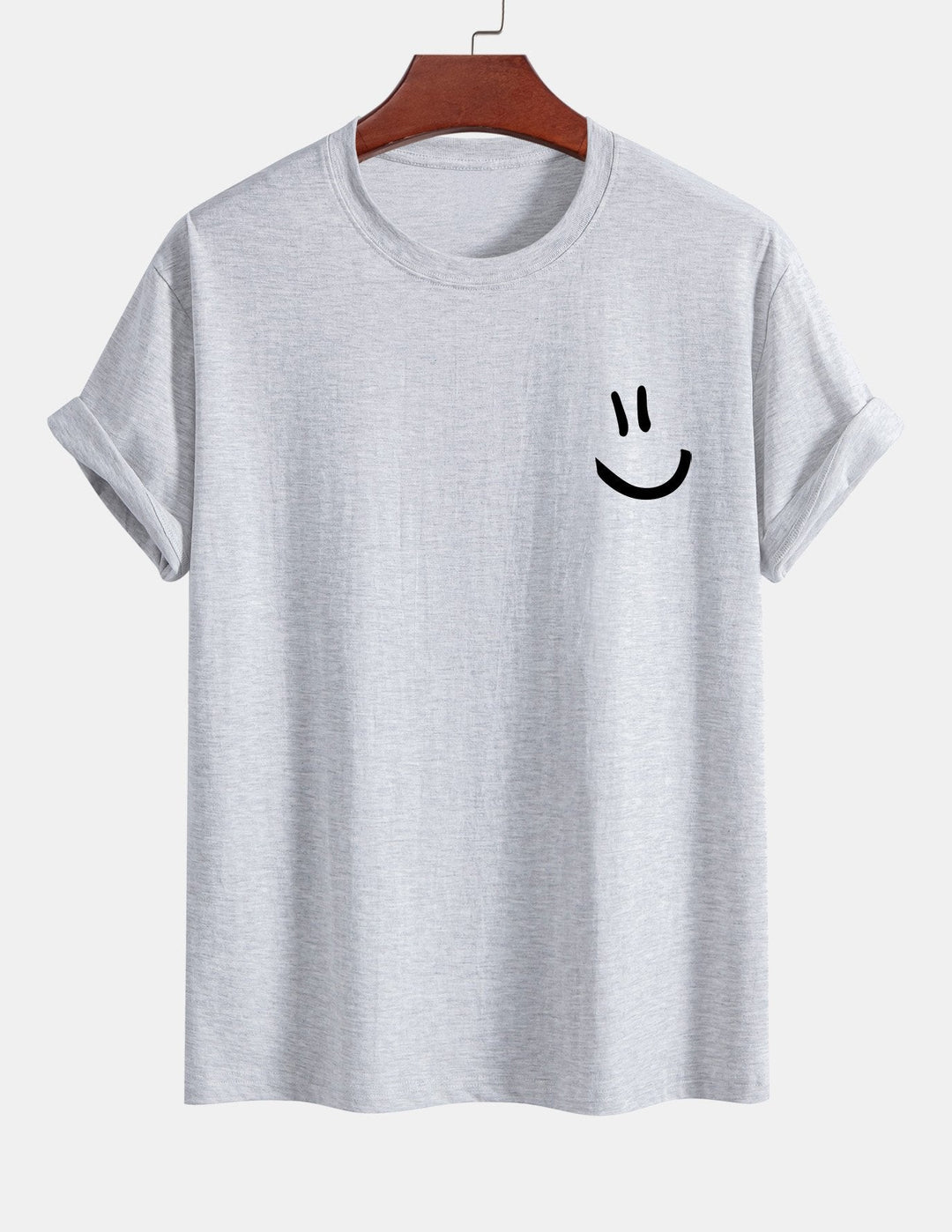 T-shirt en coton imprimé en forme de smiley en forme régulière