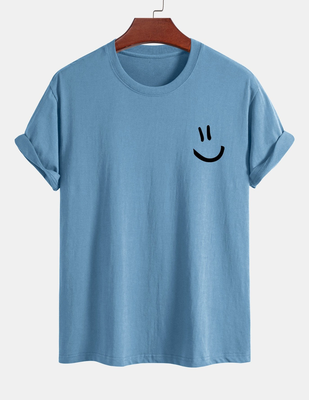 T-shirt en coton imprimé en forme de smiley en forme régulière