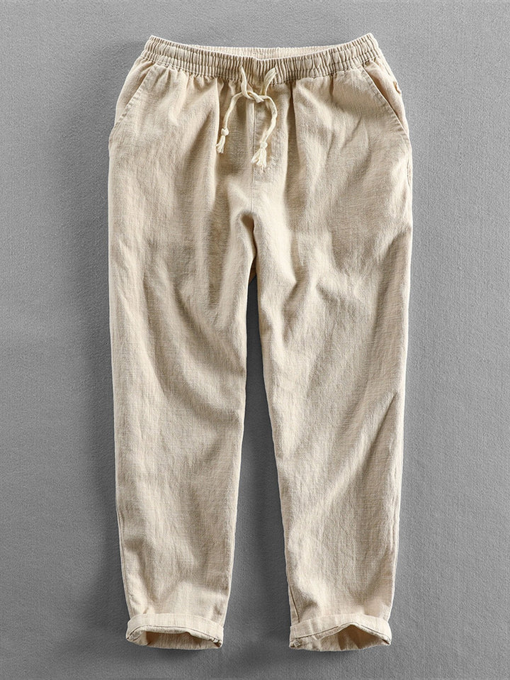 Pantalon recadré en coton en coton en linge