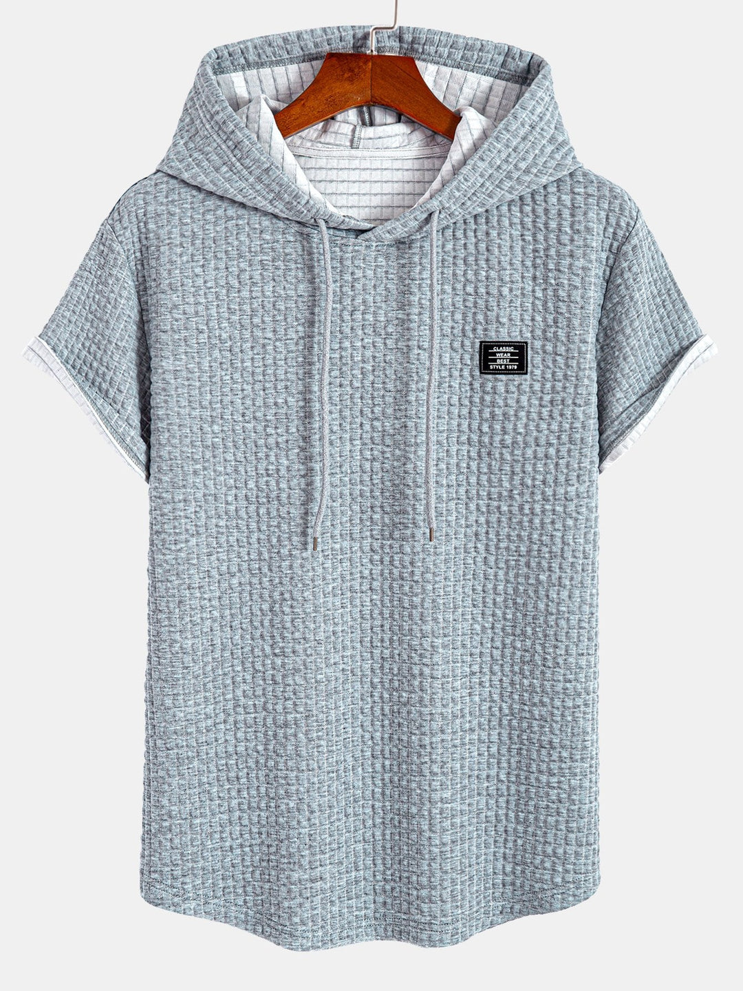 T-shirt à capuche en gaufre avec ourlet en arc