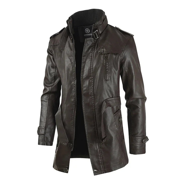 Veste de motard en cuir longue et élégante