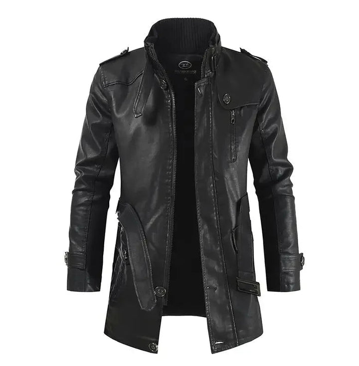 Veste de motard en cuir longue et élégante