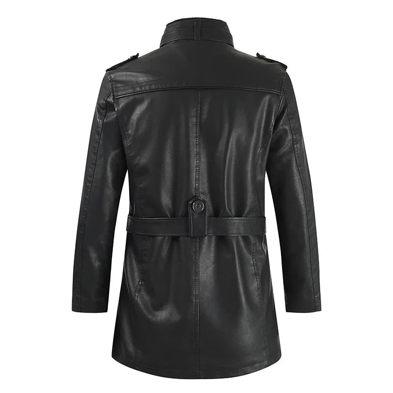 Veste de motard en cuir longue et élégante