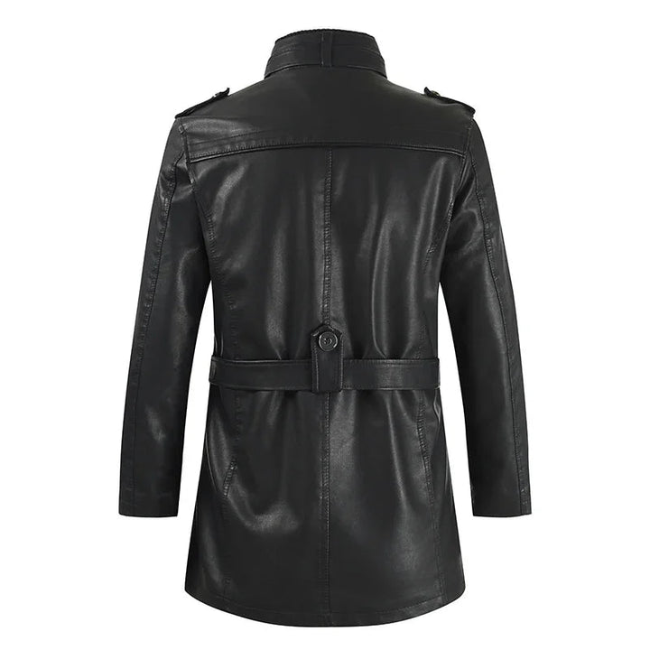 Veste de motard en cuir longue et élégante