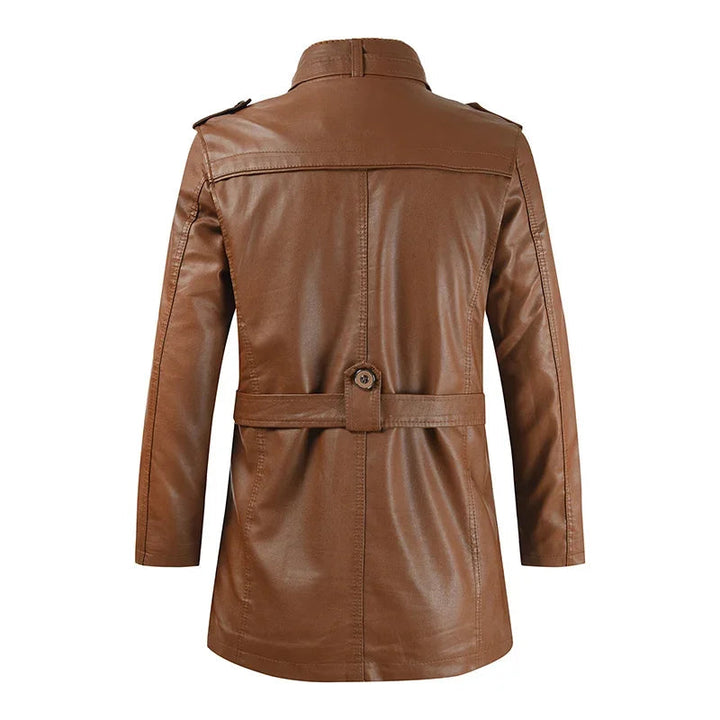 Veste de motard en cuir longue et élégante