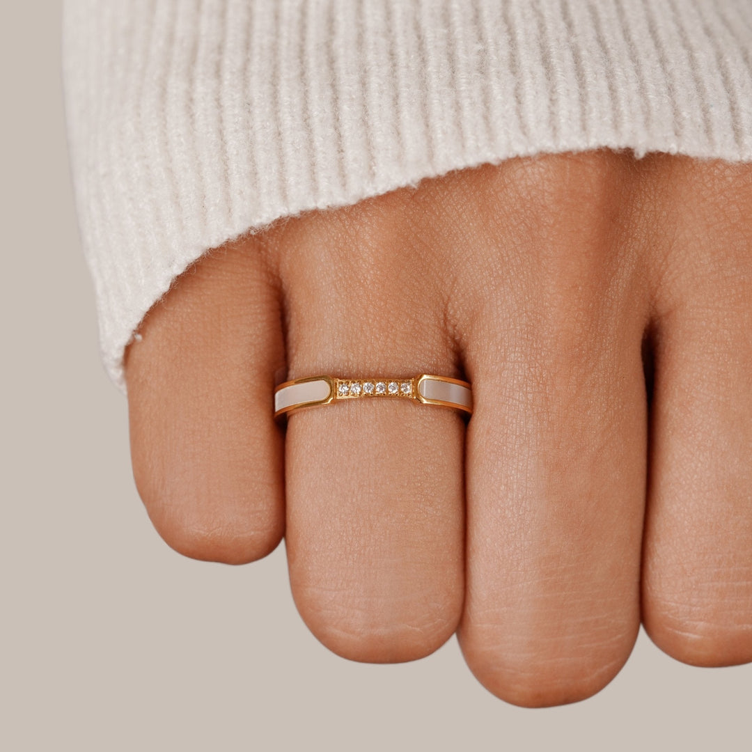 Crystal and Pearl Ring