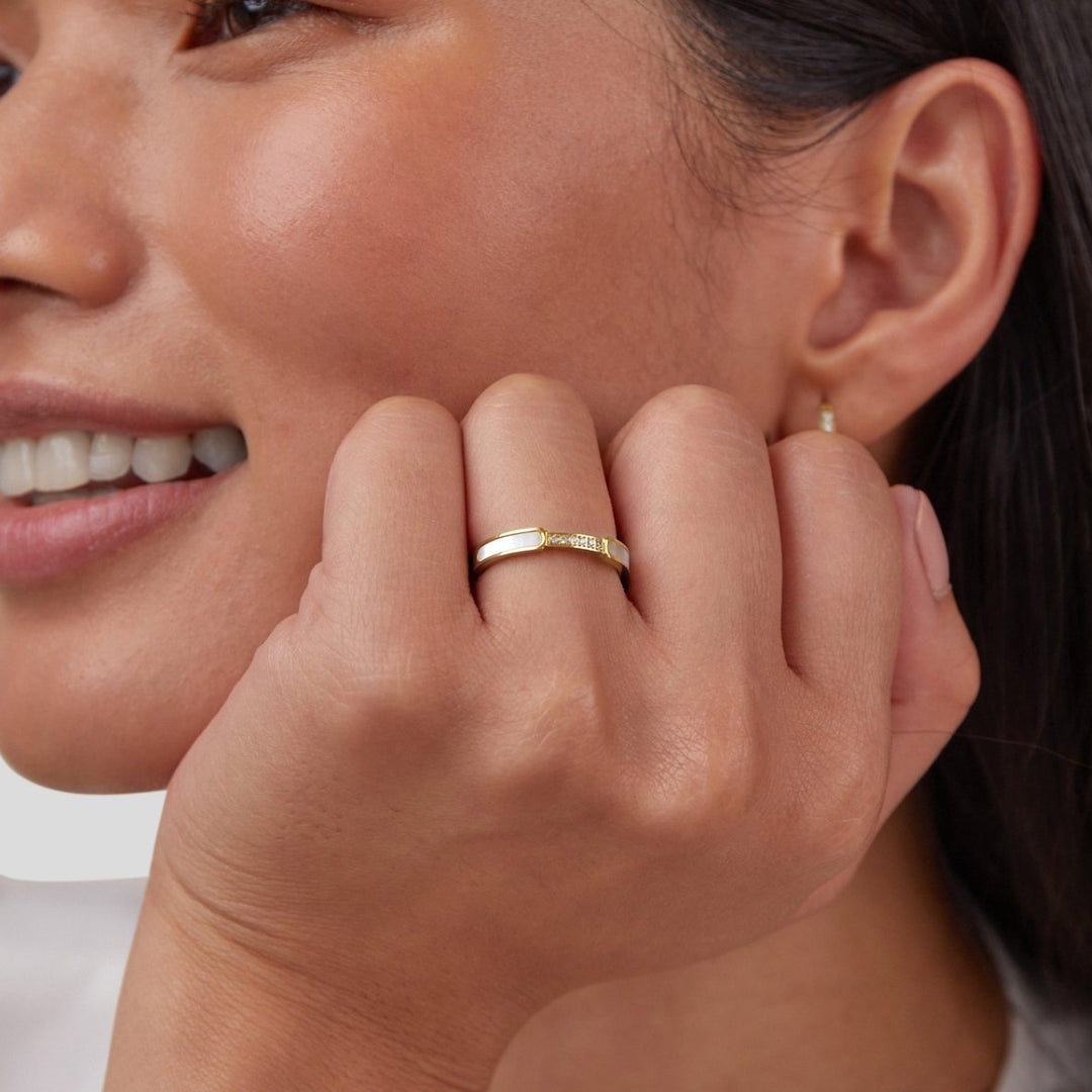 Crystal and Pearl Ring