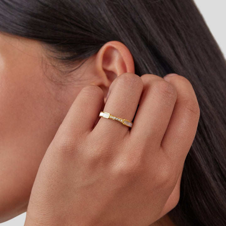 Crystal and Pearl Ring