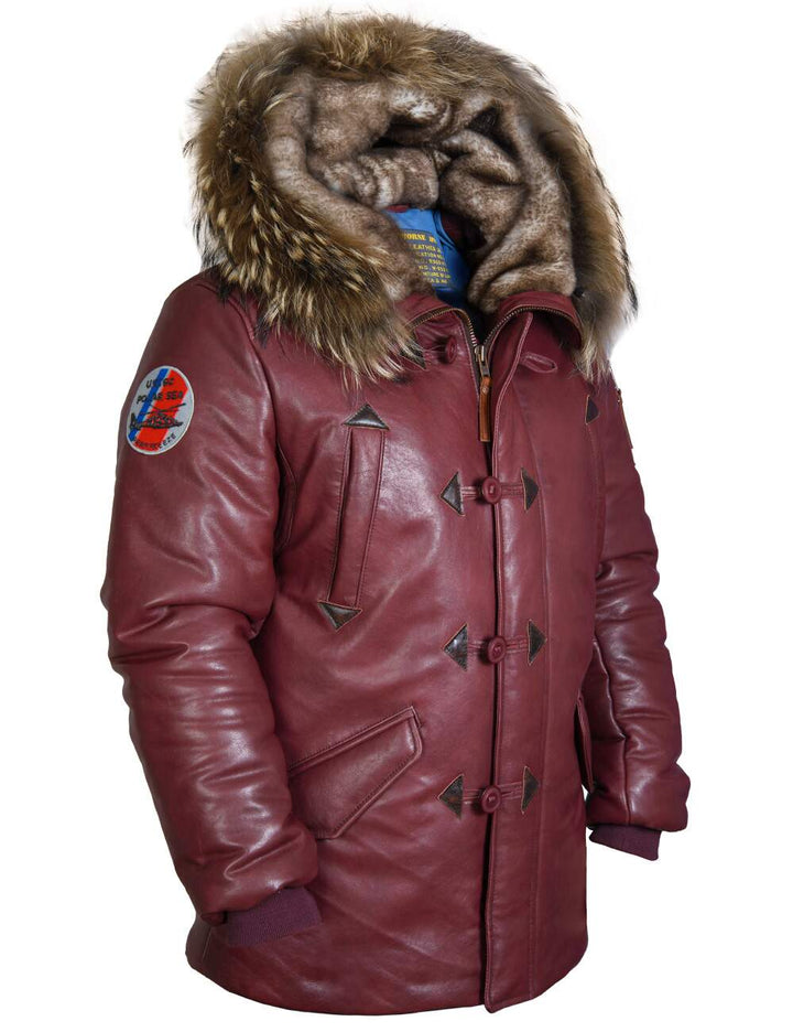 Luca™ | Parka Élégante Bordeaux pour Hommes avec Capuche en Fourrure