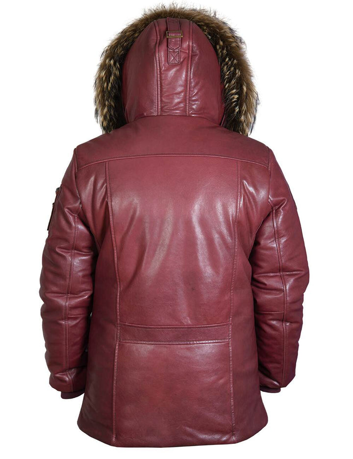 Luca™ | Parka Élégante Bordeaux pour Hommes avec Capuche en Fourrure