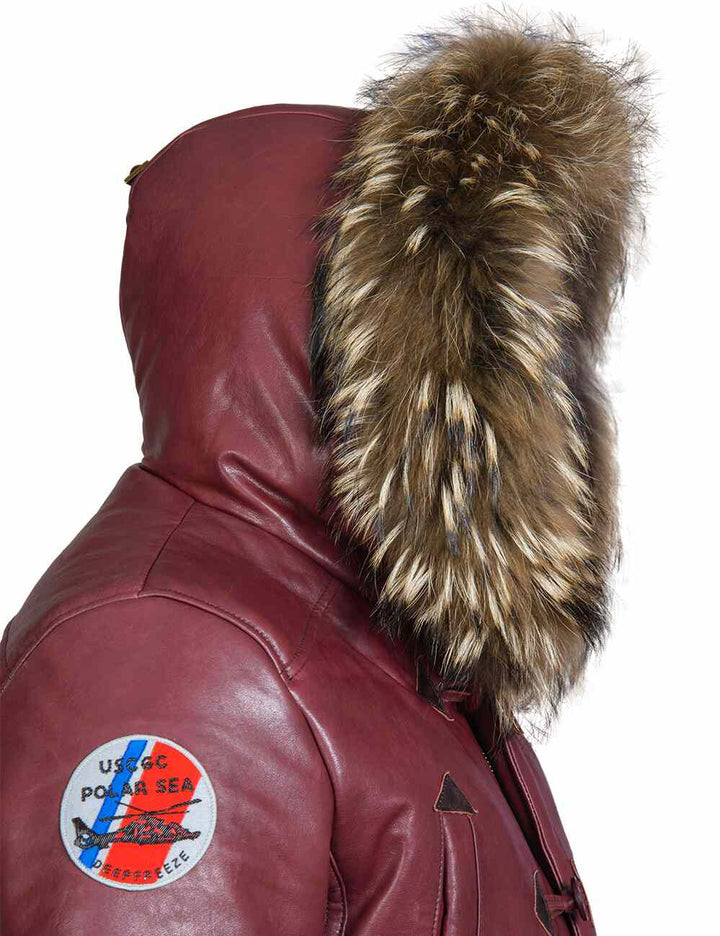 Luca™ | Parka Élégante Bordeaux pour Hommes avec Capuche en Fourrure