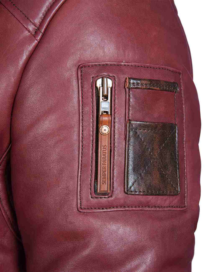 Luca™ | Parka Élégante Bordeaux pour Hommes avec Capuche en Fourrure