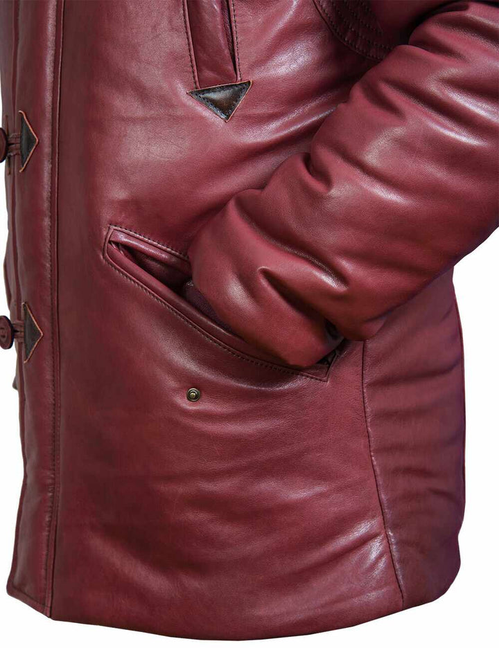 Luca™ | Parka Élégante Bordeaux pour Hommes avec Capuche en Fourrure