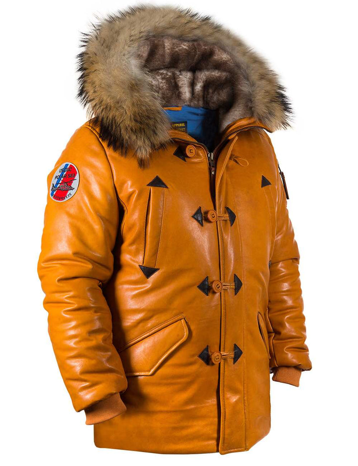 Orion™ | Parka en Cuir Orange pour Hommes