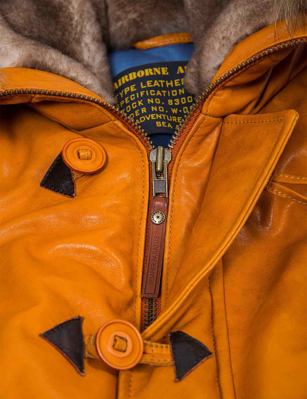 Orion™ | Parka en Cuir Orange pour Hommes