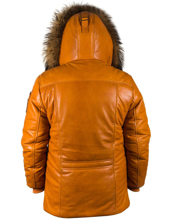 Orion™ | Parka en Cuir Orange pour Hommes