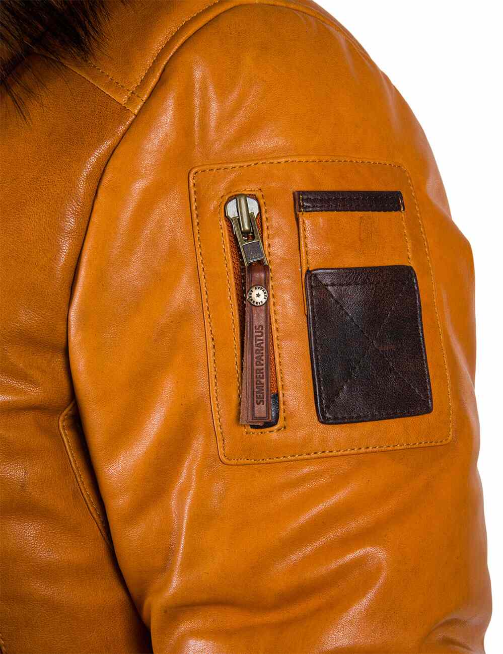 Orion™ | Parka en Cuir Orange pour Hommes
