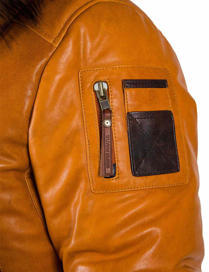 Orion™ | Parka en Cuir Orange pour Hommes