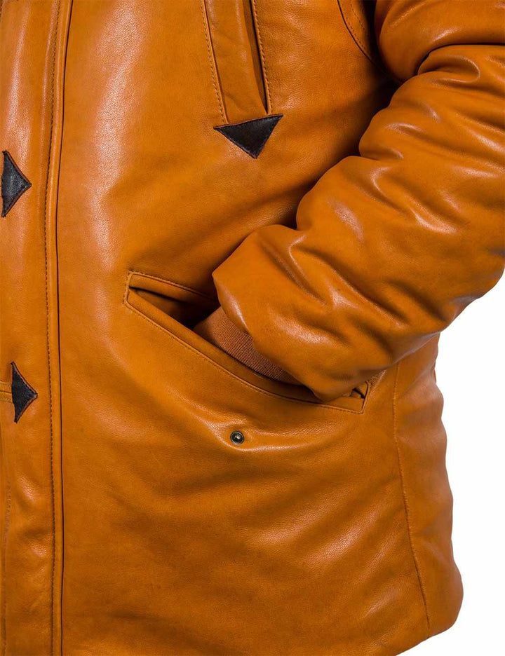 Orion™ | Parka en Cuir Orange pour Hommes