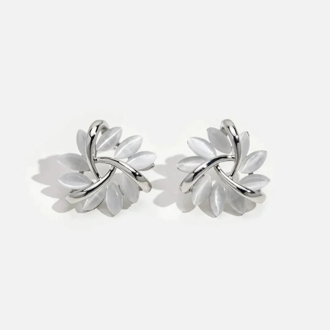 Opaline™ | Boucles d'oreilles en cercle avec pétales d'opale dorés