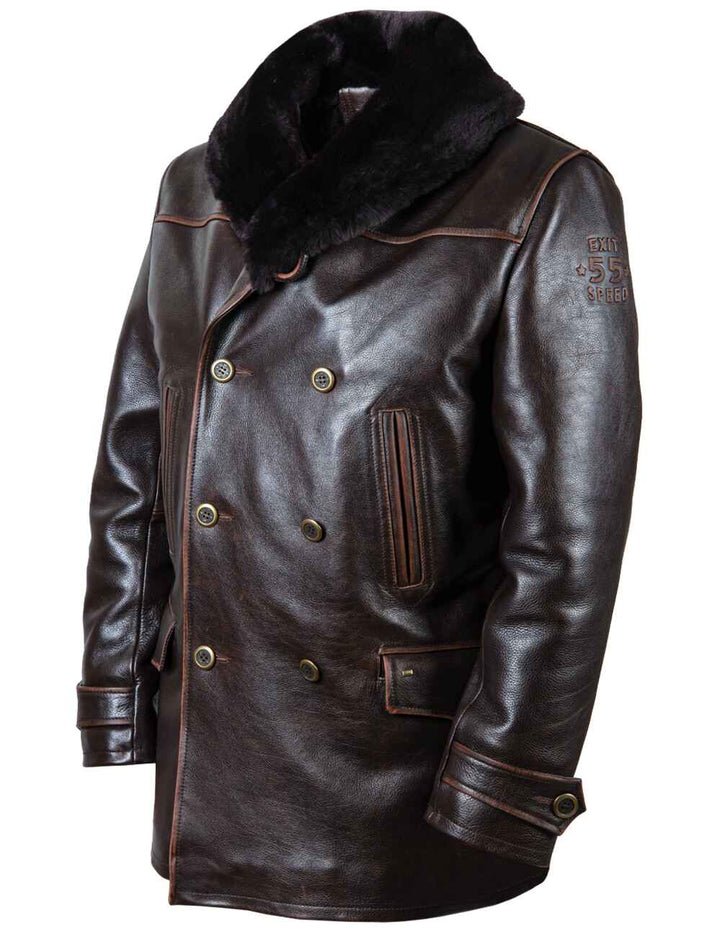 Aron™ | Manteau Peacoat d'Hiver en Cuir Vintage