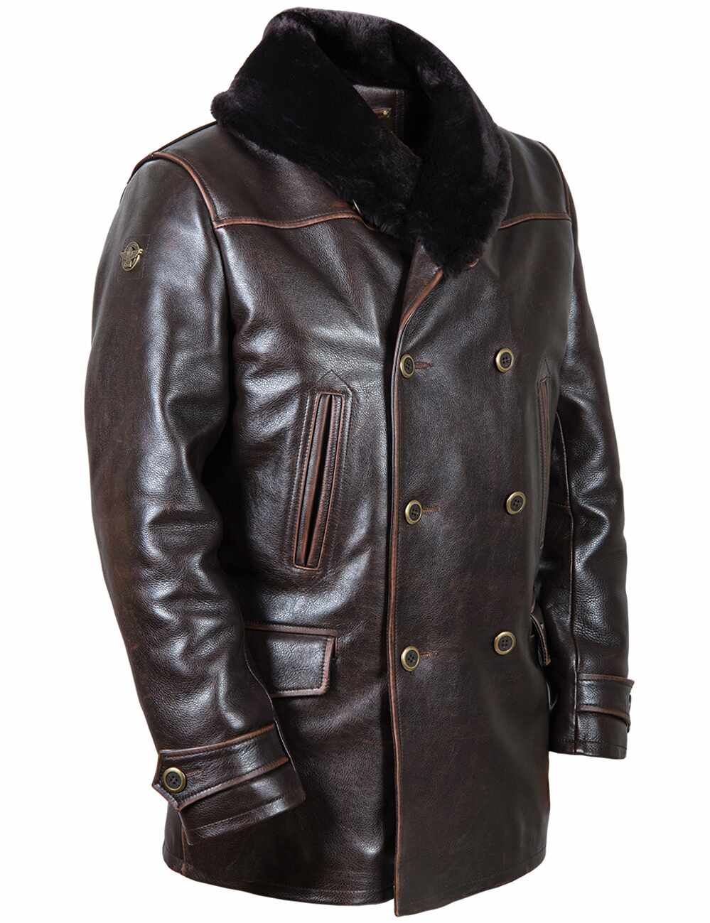 Aron™ | Manteau Peacoat d'Hiver en Cuir Vintage