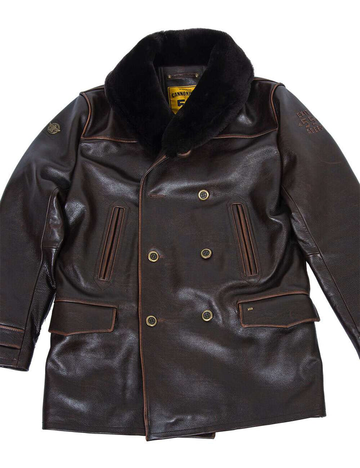 Aron™ | Manteau Peacoat d'Hiver en Cuir Vintage