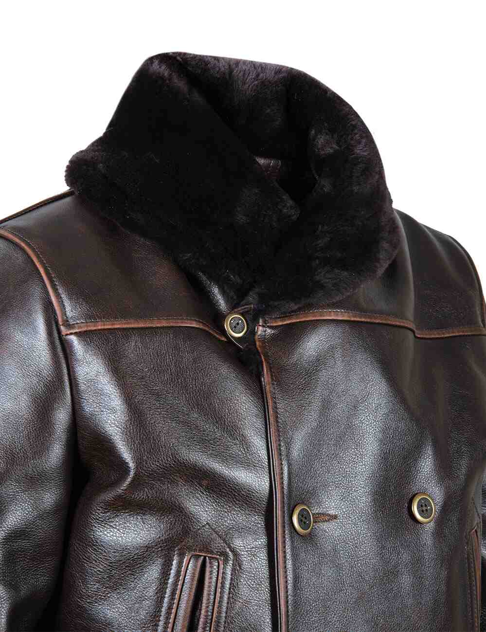 Aron™ | Manteau Peacoat d'Hiver en Cuir Vintage
