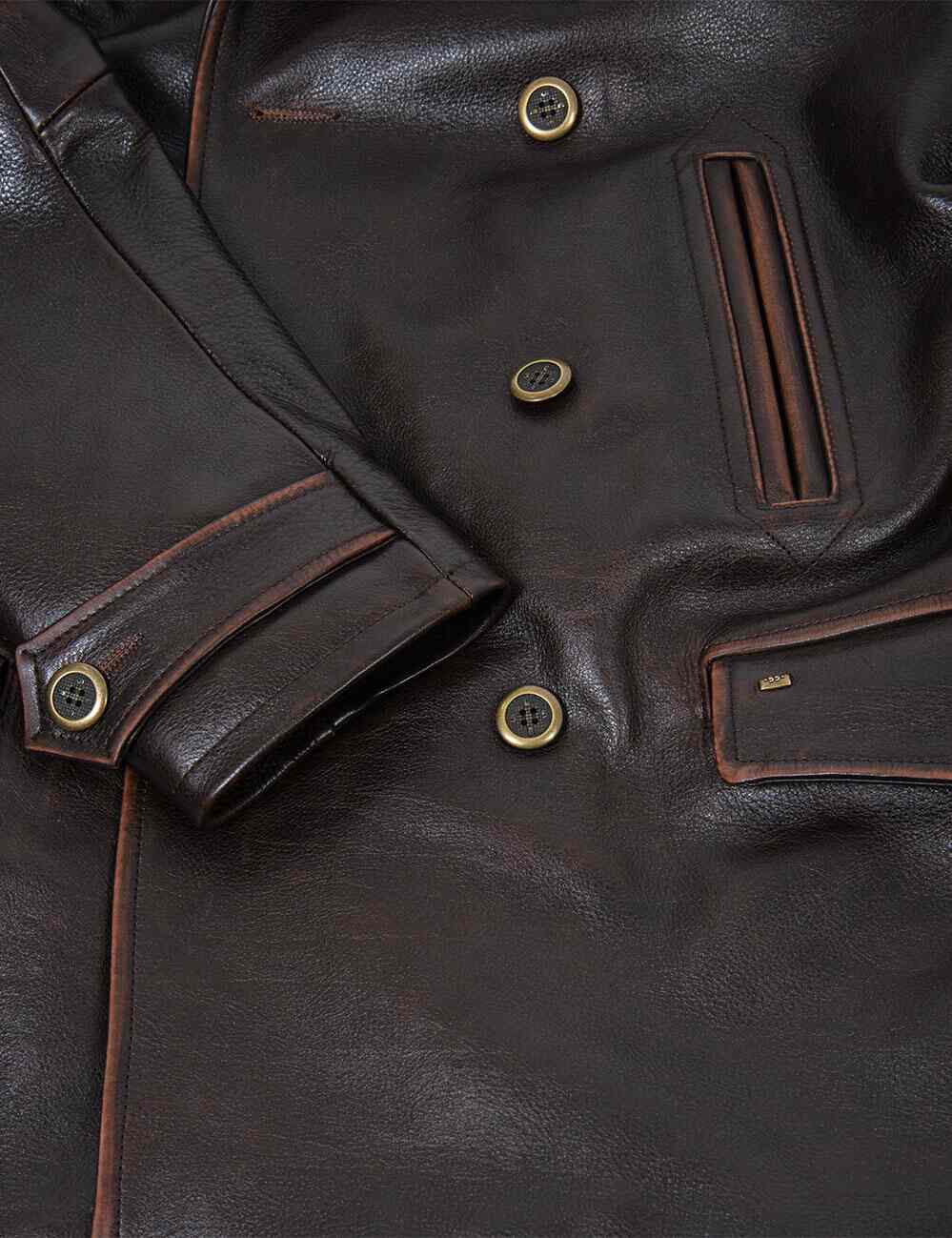 Aron™ | Manteau Peacoat d'Hiver en Cuir Vintage