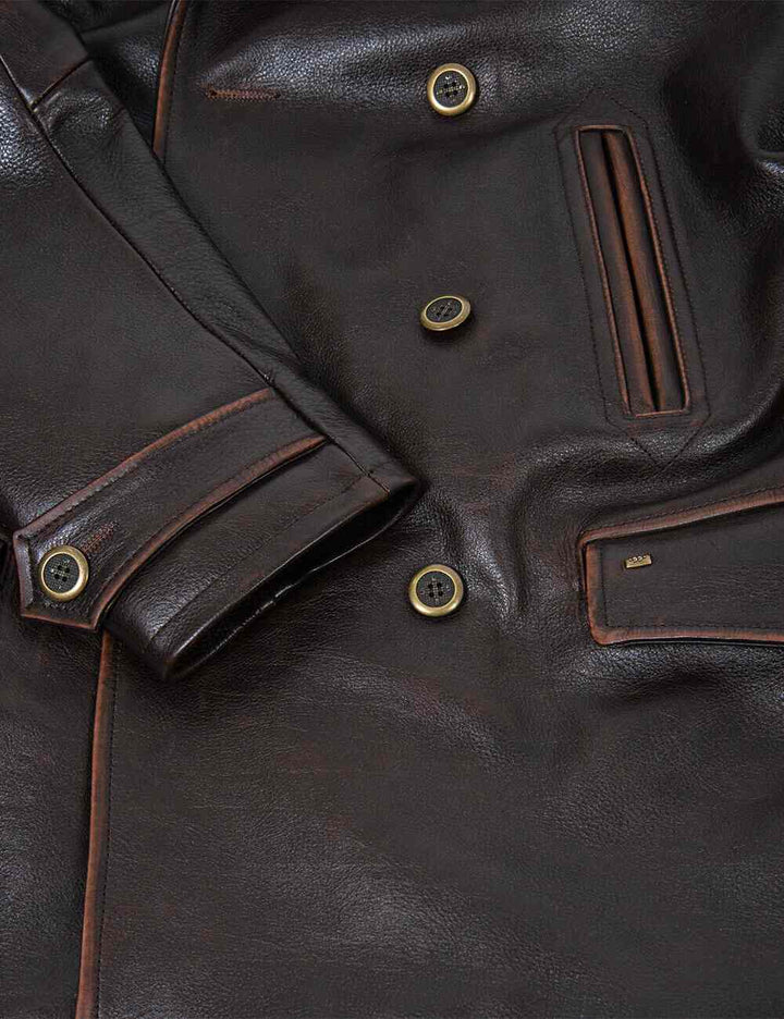 Aron™ | Manteau Peacoat d'Hiver en Cuir Vintage