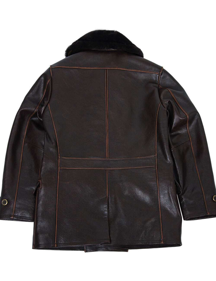 Aron™ | Manteau Peacoat d'Hiver en Cuir Vintage