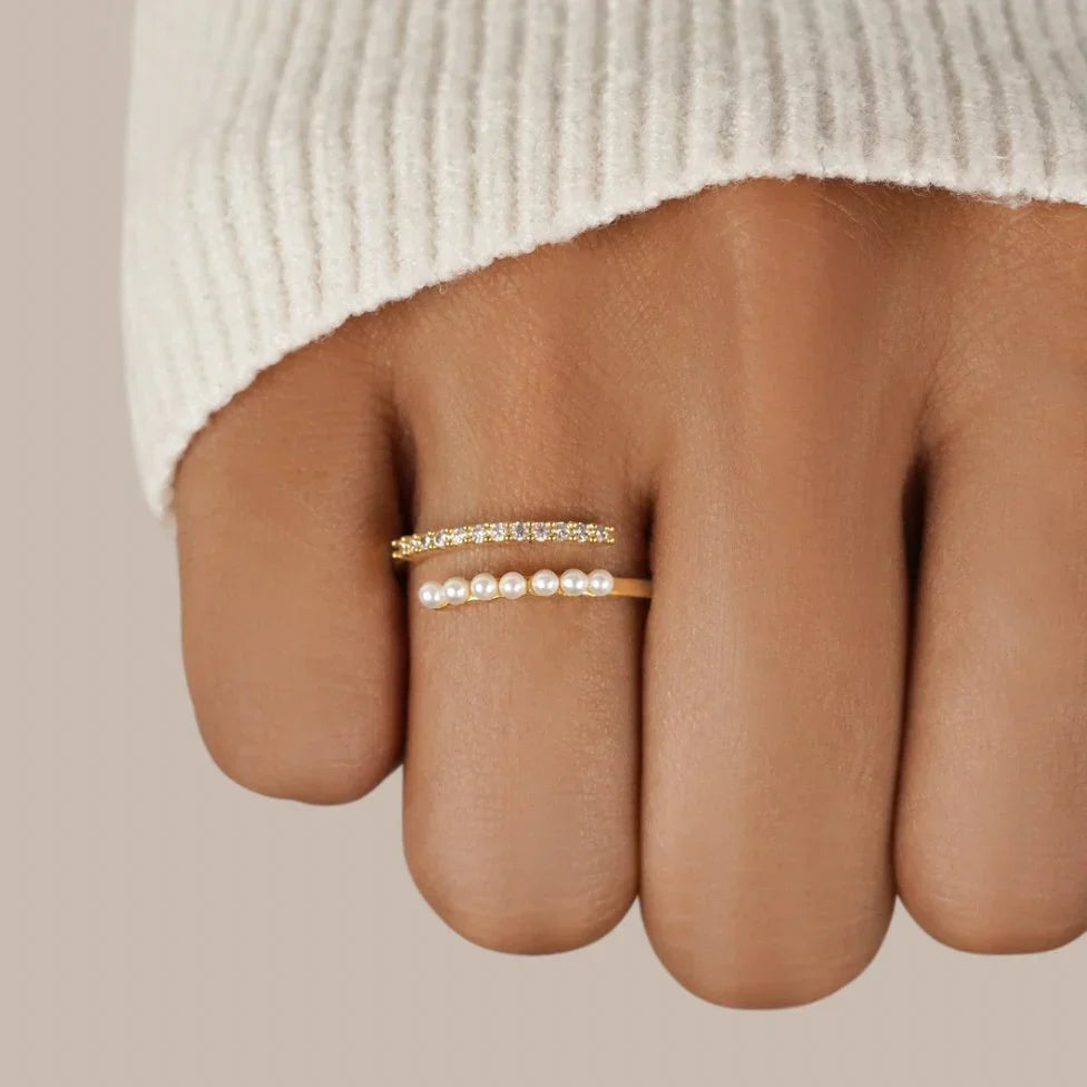 Bague Ouverte en Cristal de Perle Virelle | Or